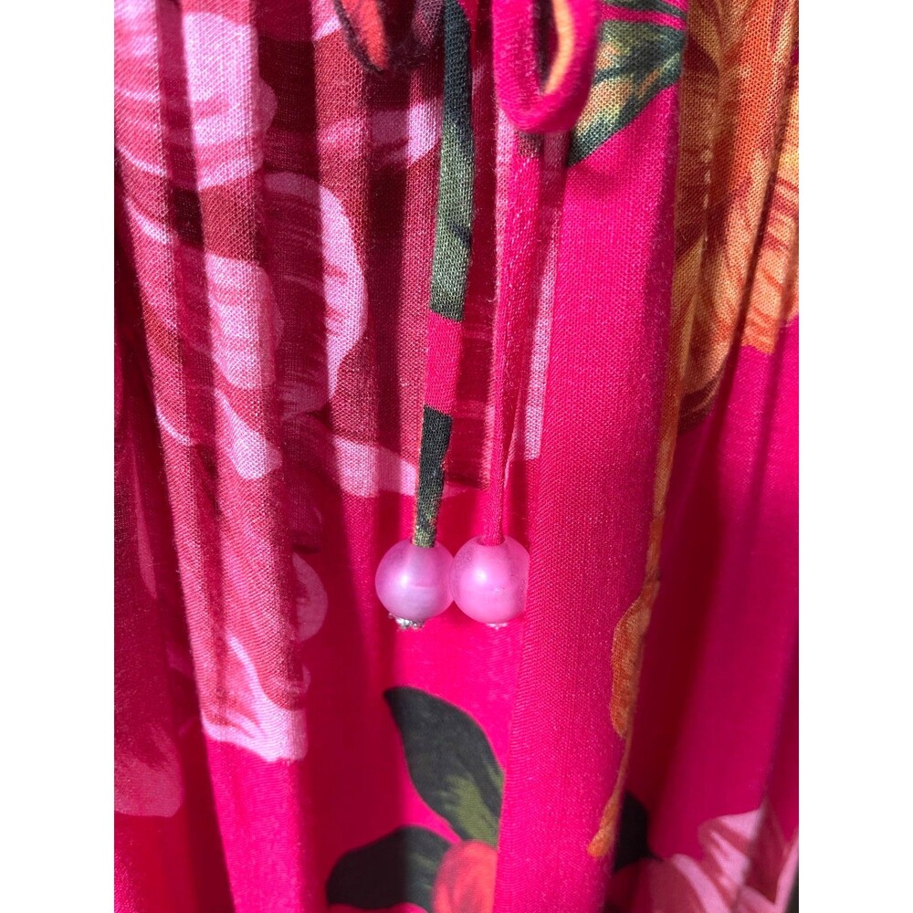 Farm Rio Tiered Maxi Dress Sz M Pink Vibrant Floral Boho Free Spirited Feminine - Picture 8 of 14